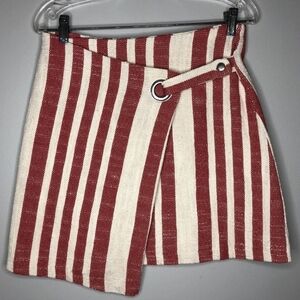Free People It's A Wrap Red and Cream Striped Skirt